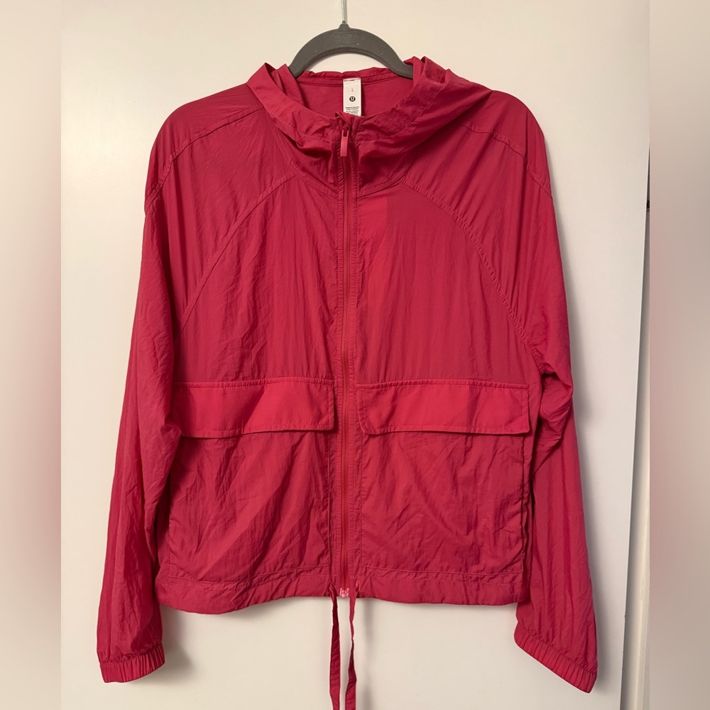Lululemon Hood-Lite Relaxed-Fit Jacket size Large color : Raspberry Coulis